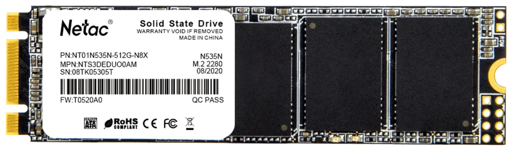 Твердотельный накопитель SSD 512 ГБ M.2 SATA Netac (NT01N535N-512G-N8X)