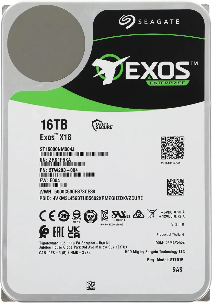 Жесткий диск Seagate 16000 Gb EXOS X18 (ST16000NM004J)