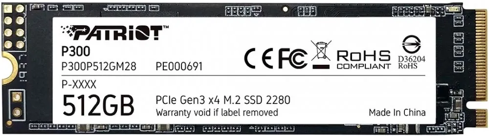 Твердотельный накопитель SSD 512 ГБ M.2 NVMe Patriot (P300P512GM28)