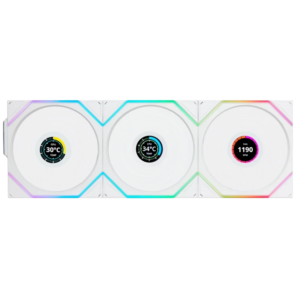 Комплект вентиляторов для корпуса Lian Li UNI FAN TL WIRELESS LCD 120 12TLLCD1W3W ARGB White (G99.12TLLCD1W3W.R0)