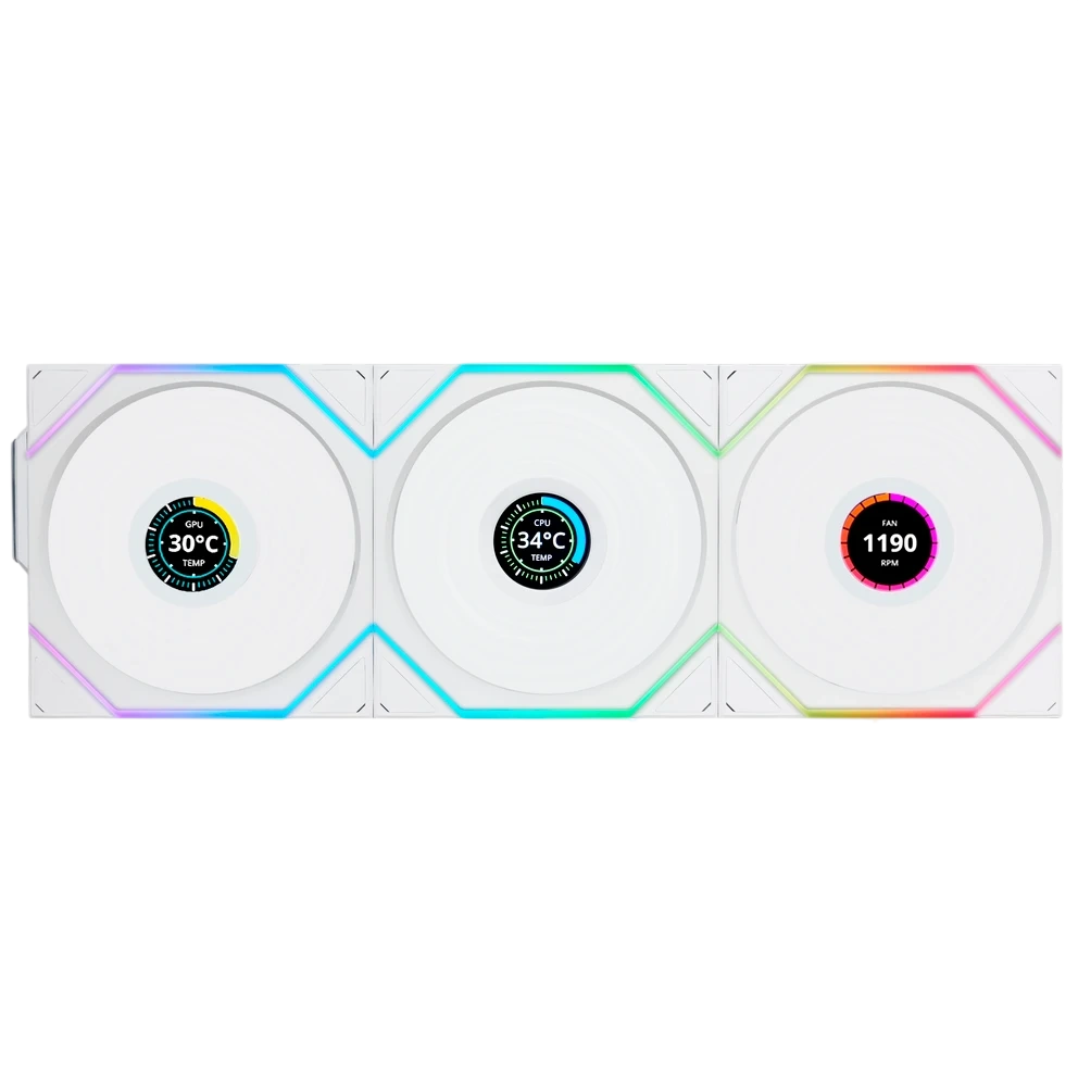 Комплект вентиляторов для корпуса Lian Li UNI FAN TL WIRELESS LCD 120 Reverse Blade White (G99.12RTLLCD1W3W.R0)