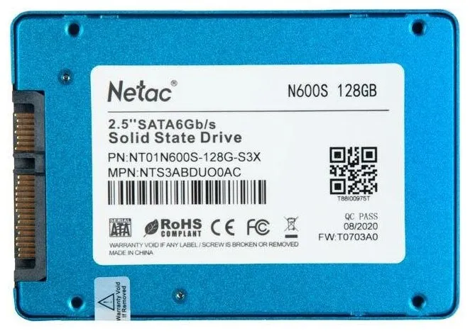 Твердотельный накопитель SSD 128 ГБ 2.5" SATA Netac (NT01N600S-128G-S3X)