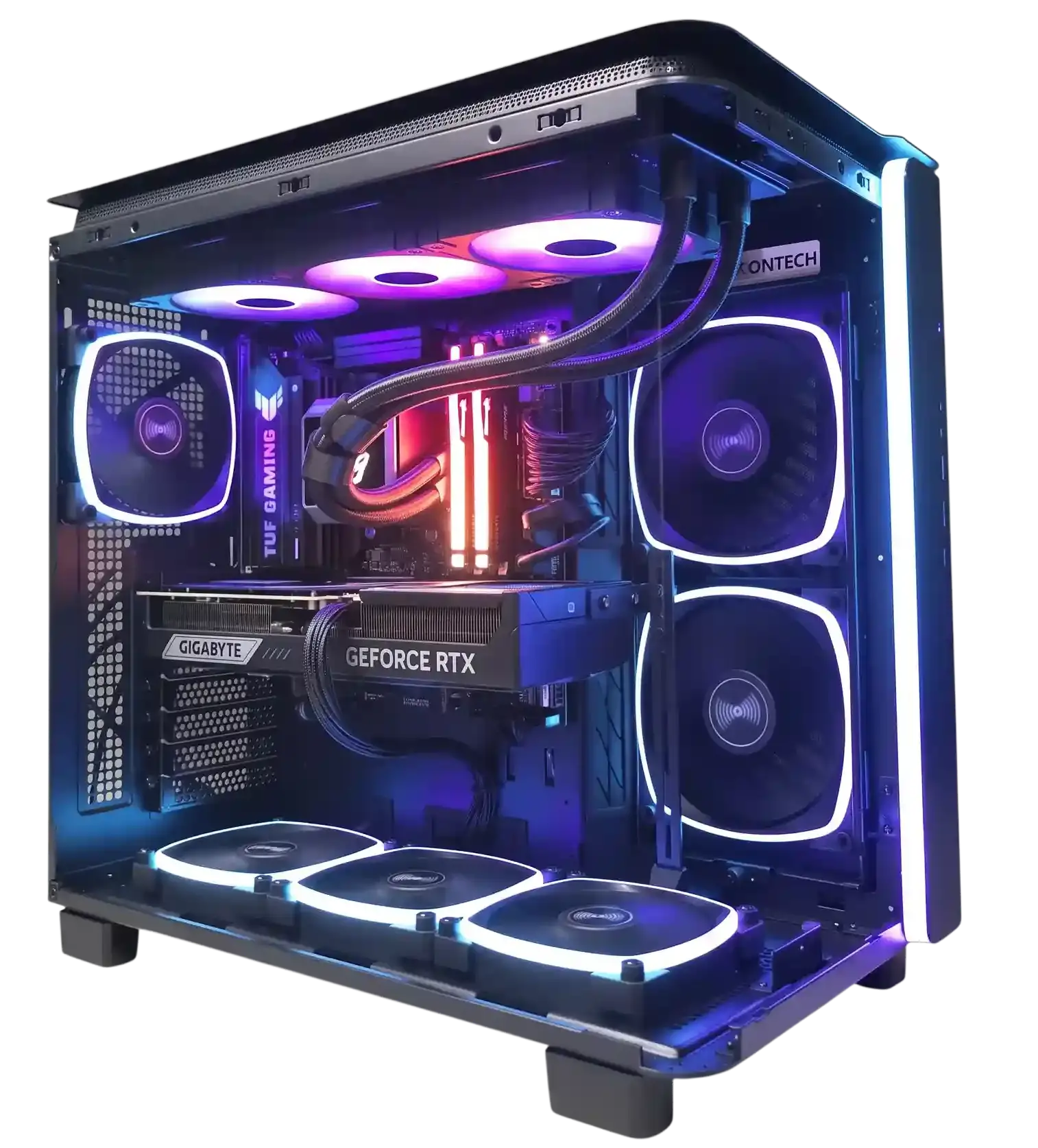 Игровой компьютер 989542 (Ryzen 7 8700F 4,1 ГГц/AMD B850/32 ГБ DDR5 6 ГГц/1024 ГБ SSD/RTX 5070 12 ГБ/Wi-Fi/750W/Montech KING 95 PRO ARGB Black)