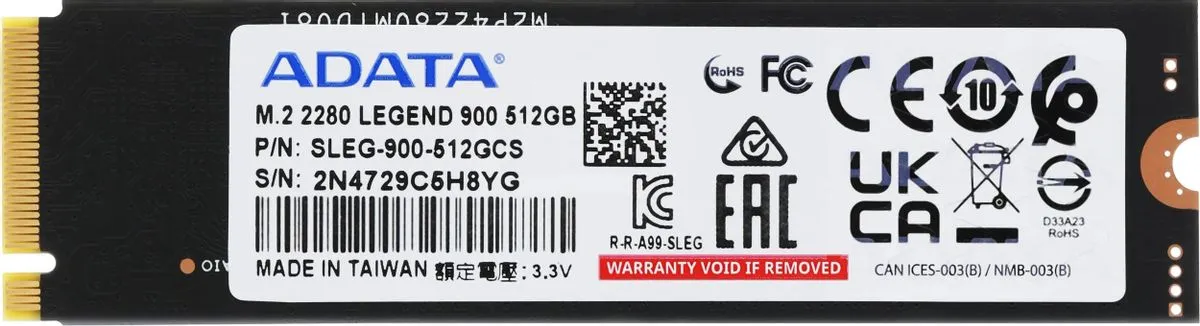 Твердотельный накопитель ADATA 512 Gb LEGEND 900 SLEG-900-512GCS