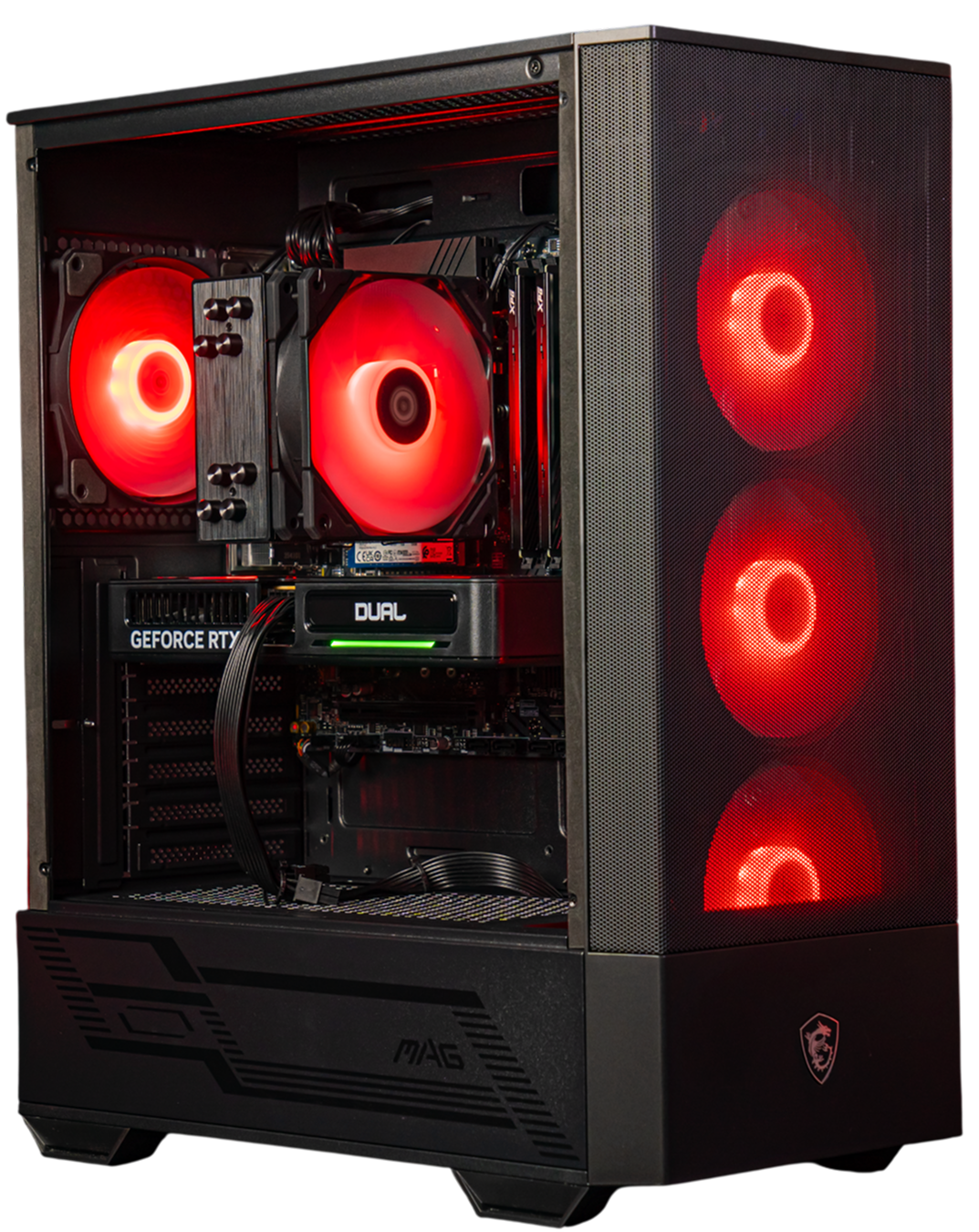 Игровой компьютер 992600 (Ryzen 5 7400F 3.7 ГГц/AMD B650/32 ГБ DDR5 6 ГГц/1024 ГБ SSD/RTX 5060 Ti 16 ГБ/Wi-Fi/650W/MSI MAG FORGE 111R ARGB TG Черный)