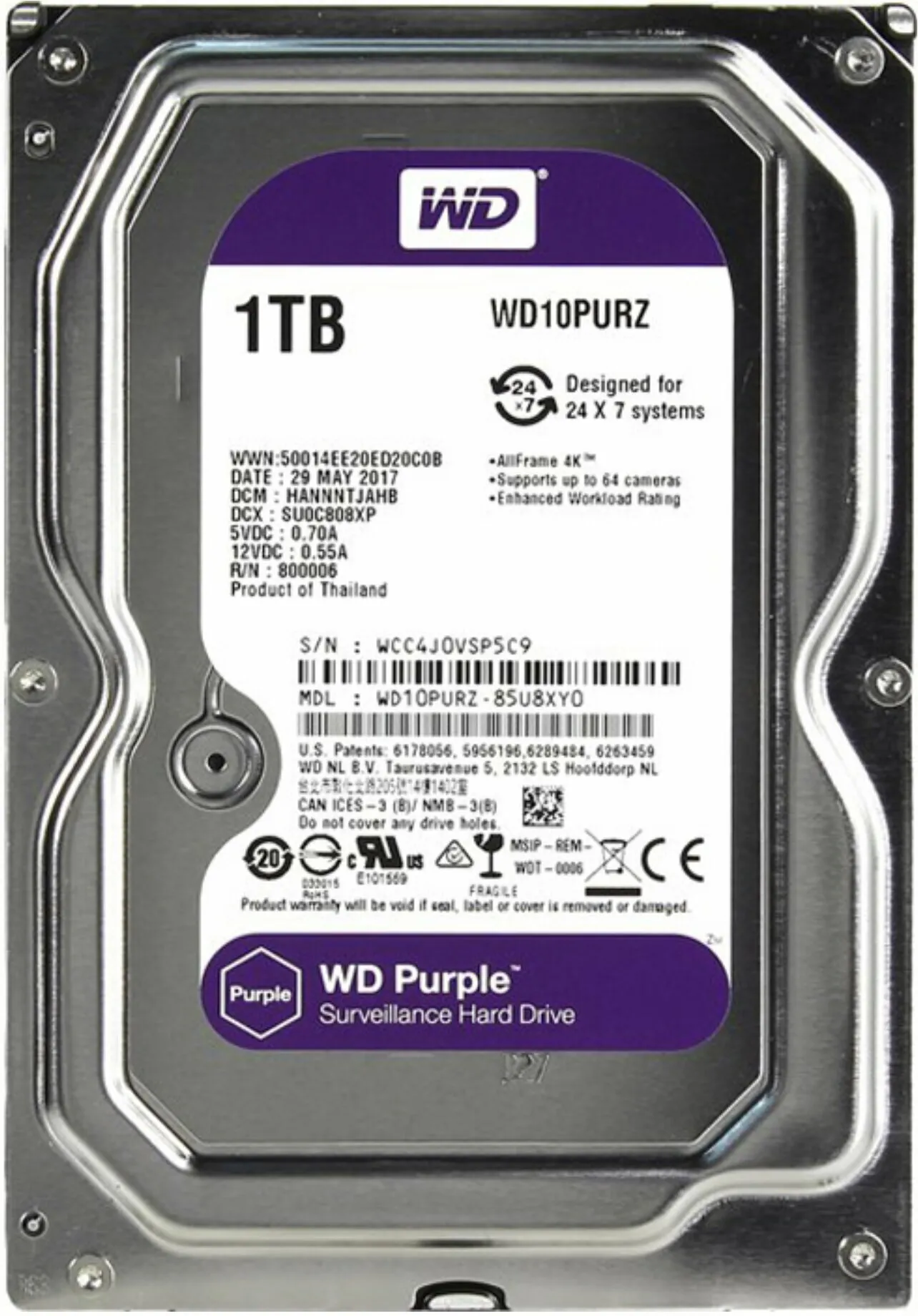Жесткий диск 1 Тб Western Digital WD10PURZ