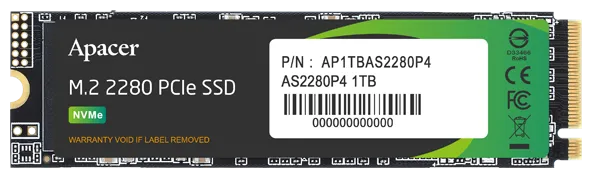 Твердотельный накопитель SSD 1 ТБ M.2 NVMe Apacer AS2280P4 (AP1TBAS2280P4-1)