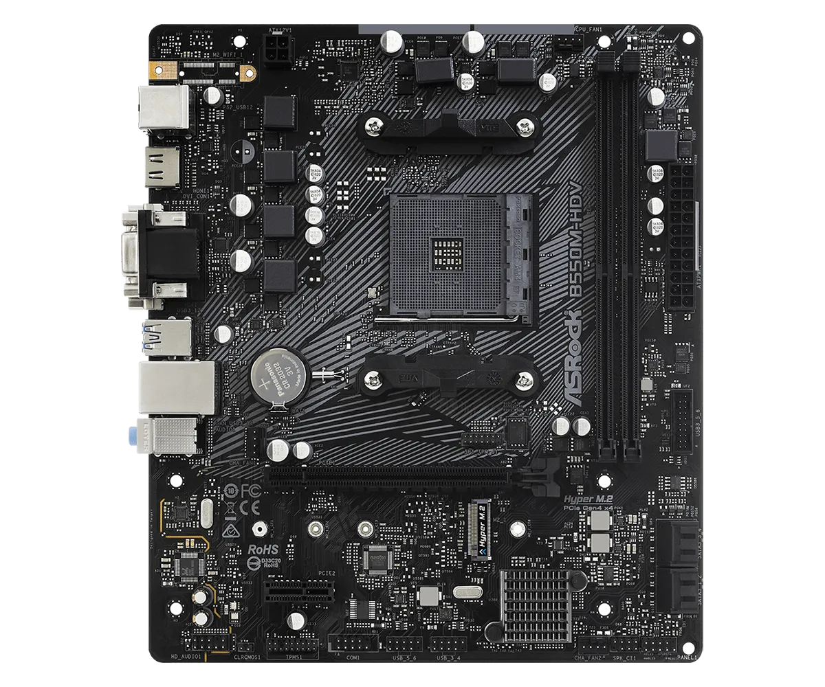 Материнская плата ASRock B550M-HDV (AM4/AMD B550/2xDDR4/mATX)