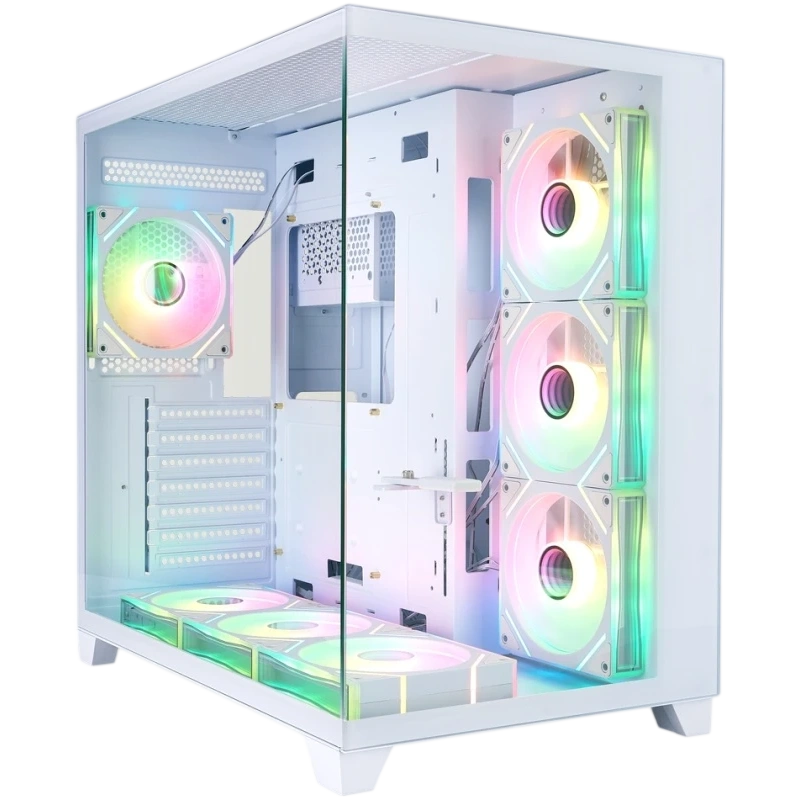 Компьютерный корпус 1STPLAYER MEGAVIEW MV8-TP ARGB White (MV8-TP-WH-6FC7R-W-1FC7-W-HUB2)