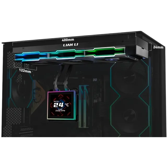 Система жидкостного охлаждения для процессора Lian Li HydroShift II LCD-S 360TL (GHS2LCDS36TB) Black (G89.GHS2LCDS36TB.R0) купить! 
