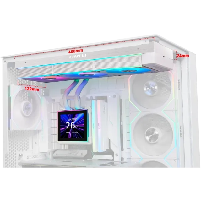 Система жидкостного охлаждения для процессора Lian Li HydroShift II LCD-S 360CL LCD ARGB White (GHS2LCDS36CW) (G89.GHS2LCDS36CW.R0) купить! 