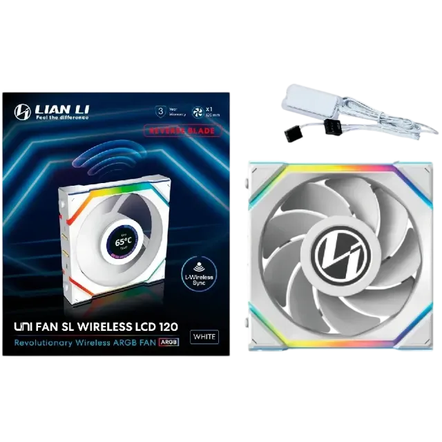Вентилятор для корпуса Lian Li UNI FAN SL WIRELESS LCD 120 Reverse Blade ARGB White 12RSLLCD1W1W (G99.12RSLLCD1W1W.R0) купить! 