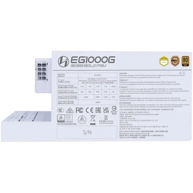 Блок питания Lian Li 1000W EG1000G White (G9P.EG1000G.WH00.RU) 16 Pin (PCIe 5.0 Connector Cable Details) купить! 