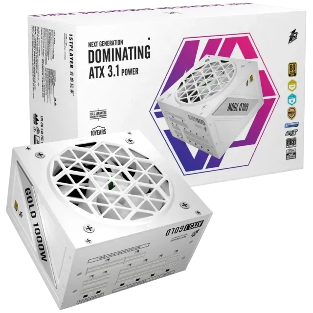 Блок питания 1STPLAYER 1000W NGDP GOLD White (HA-1000BA4-WH) 16 Pin (PCIe 5.0 Connector Cable Details) купить! 