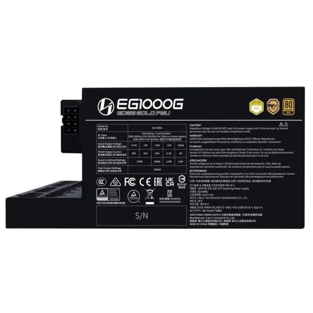 Блок питания Lian Li 1000W EG1000G Black (G9P.EG1000G.BH00.RU) 16 Pin (PCIe 5.0 Connector Cable Details) купить! 