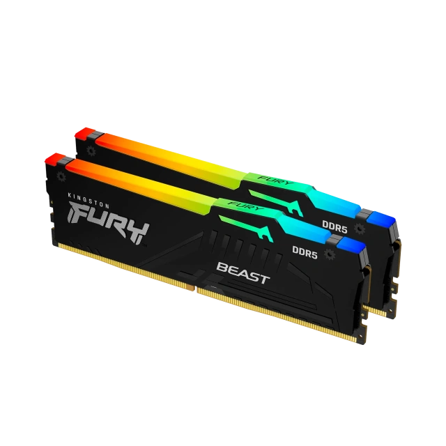 Оперативная память DDR5 32 ГБ 5600 МГц Kingston FURY Beast RGB (KF556C40BBAK2-32) модулей 2 шт. купить! 