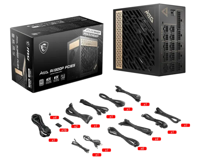 Блок питания 1300W MSI MEG Ai1300P 16 Pin (PCIe 5.0 Connector Cable Details) купить! 