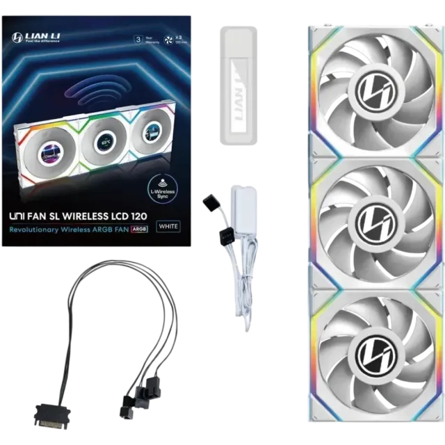 Комплект вентиляторов для корпуса Lian Li UNI FAN SL WIRELESS LCD 120 ARGB White 12SLLCD1W3W (G99.12SLLCD1W3W.R0) купить! 