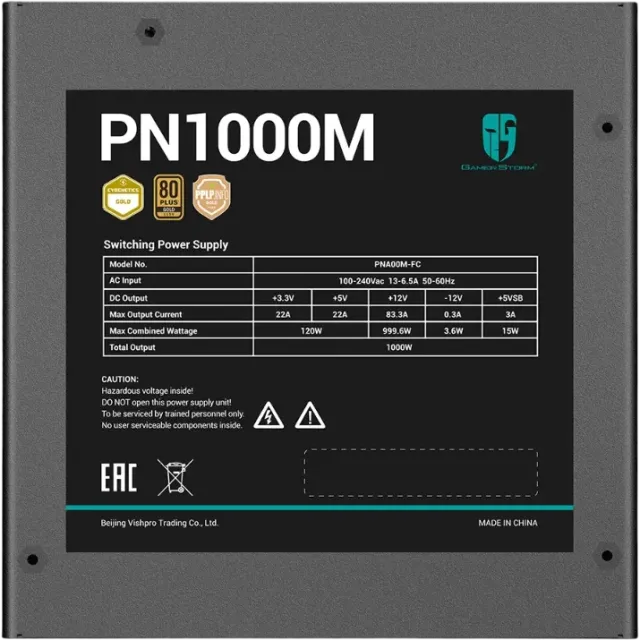 Блок питания Deepcool 1000W GAMERSTORM Black PN1000M 16 Pin (PCIe 5.0 Connector Cable Details) купить! 