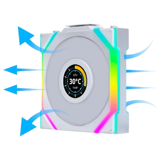 Комплект вентиляторов для корпуса Lian Li UNI FAN SL WIRELESS LCD 120 Reverse Blade ARGB White (G99.12RSLLCD1W3W.R0) купить! 
