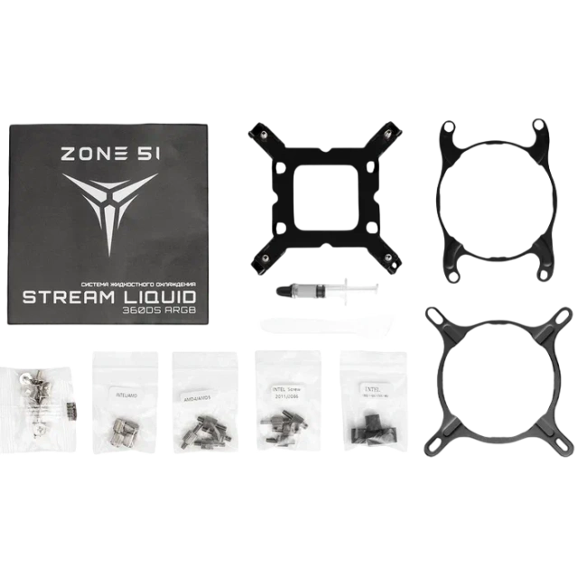 Система жидкостного охлаждения для процессора Zone 51 Stream Liquid 360DS ARGB Black (Z51STRL3ABK) купить! 