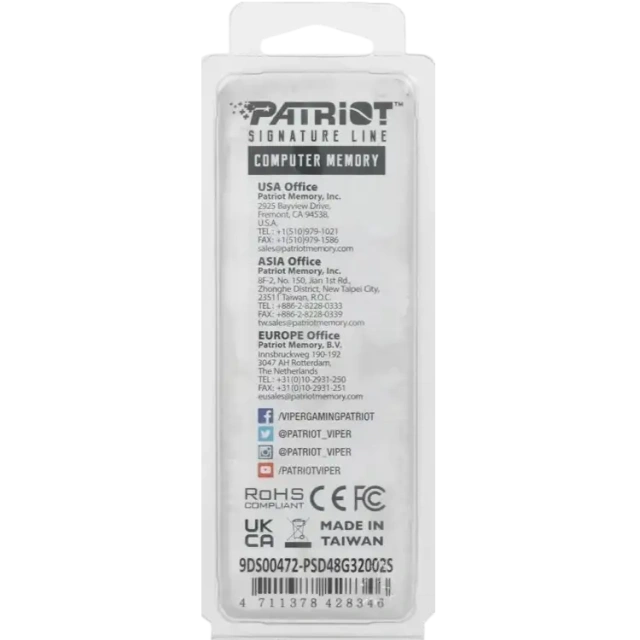 Оперативная память 8 Gb 3200 MHz PATRIOT (PSD48G32002S) купить! 