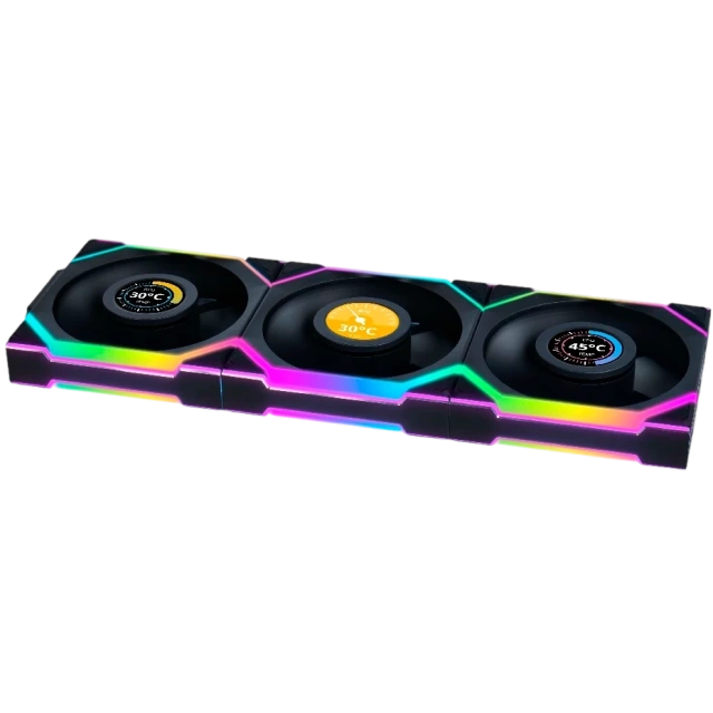 Комплект вентиляторов для корпуса Lian Li UNI FAN SL WIRELESS LCD 120 Reverse Blade Black (G99.12RSLLCD1W3B.R0) купить! 