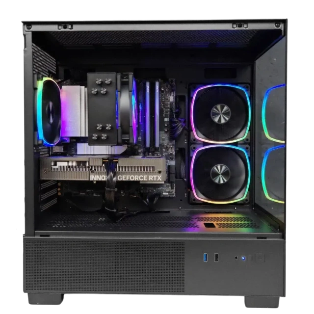 Игровой компьютер 991673 (Ryzen 5 7600X3D 4.1 ГГц/AMD B650/32 ГБ 6.0 ГГц/1024 SSD/RTX 5050 8 ГБ/Wi-Fi/650W/Powercase Vision Micro M3B TG ARGB Black) - купить по выгодной цене!