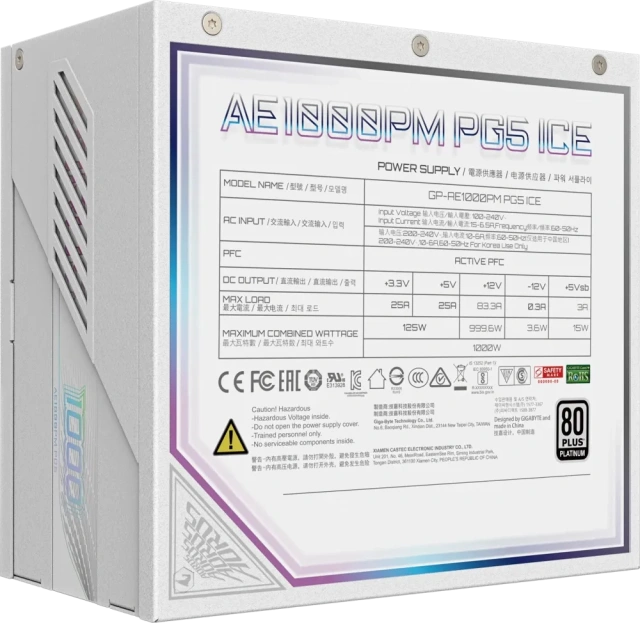 Блок питания Gigabyte 1000W GP-AE1000PM PG5 ICE 16 Pin (PCIe 5.0 Connector Cable Details) купить! 