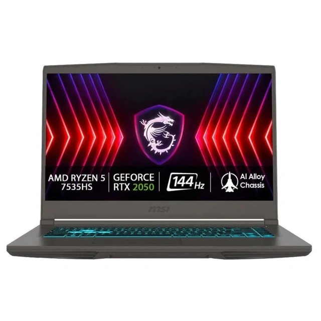 Ноутбук MSI Thin A15 B7UC-405XRU (AMD Ryzen 5 7535HS/15.6"1920x1080/16Gb/1Tb SSD/GeForce RTX 3050/noOS) black - фото