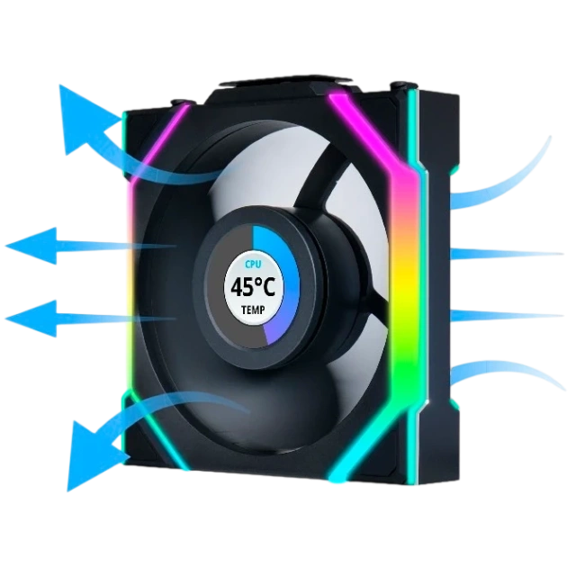 Комплект вентиляторов для корпуса Lian Li UNI FAN SL WIRELESS LCD 120 Reverse Blade Black (G99.12RSLLCD1W3B.R0) купить! 
