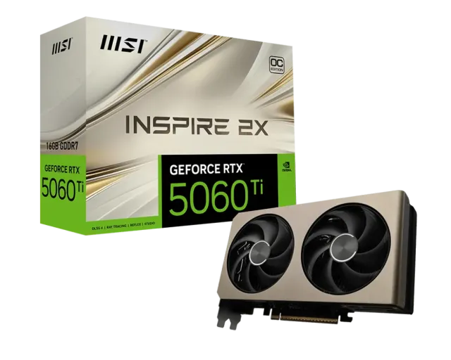 Видеокарта MSI GeForce RTX 5060 Ti 8G INSPIRE 2X OC (G506T-8I2C), Retail купить! 
