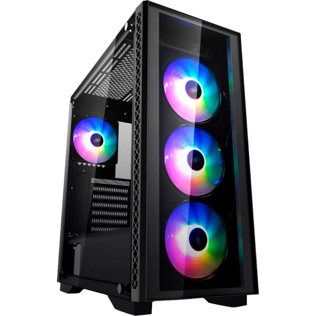 Компьютерный корпус Deepcool MATREXX 50 ADD-RGB 4F без БП, боковое окно (закаленное стекло), 3xRGB LED 120мм ветилятора спереди и 1xRGB LED 120мм ветилятора сзади, черный, ATX (DP-ATX-MATREXX50-AR-4F-NE) купить! 