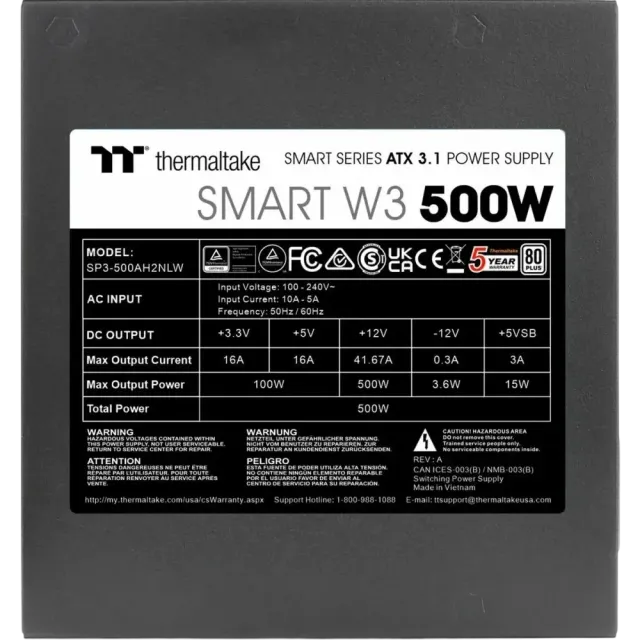 Блок питания Thermaltake 500W SMART W3 500 (PS-SPW-0500NNFAWE-1) купить! 