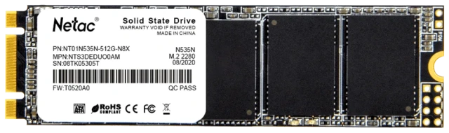 Твердотельный накопитель SSD 512 ГБ M.2 SATA Netac (NT01N535N-512G-N8X) купить! 