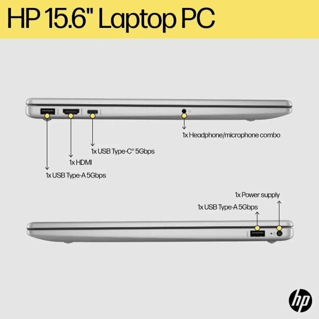Ноутбук HP 15-fc0458au (AMD Ryzen 5 7520U/15.6" 1920x1080/16Gb/2Tb SSD/AMD Radeon 610M/Win 11 Home) Silver - фото