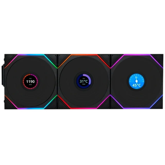 Комплект вентиляторов для корпуса Lian Li UNI FAN TL WIRELESS LCD 120 Reverse Blade Black (G99.12RTLLCD1W3B.R0) купить! 