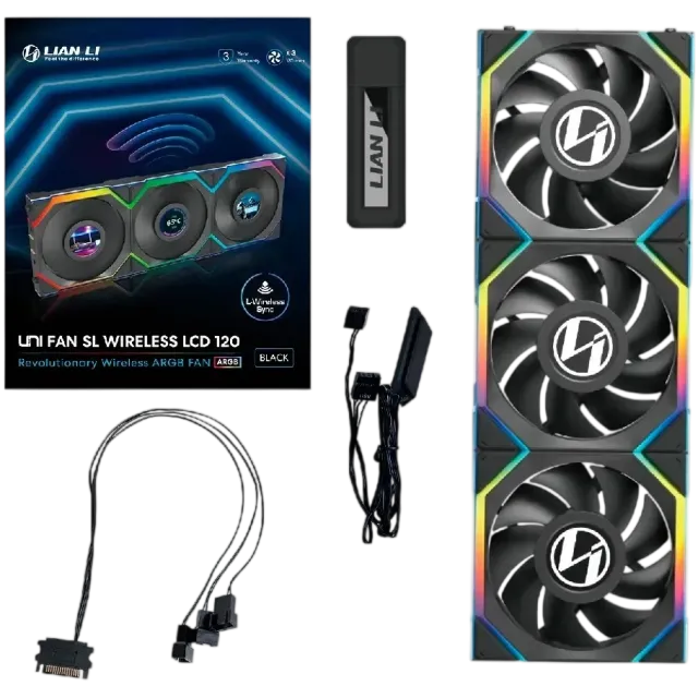 Комплект вентиляторов для корпуса Lian Li UNI FAN SL WIRELESS LCD 120 ARGB Black 12SLLCD1W3B (G99.12SLLCD1W3B.R0) купить! 