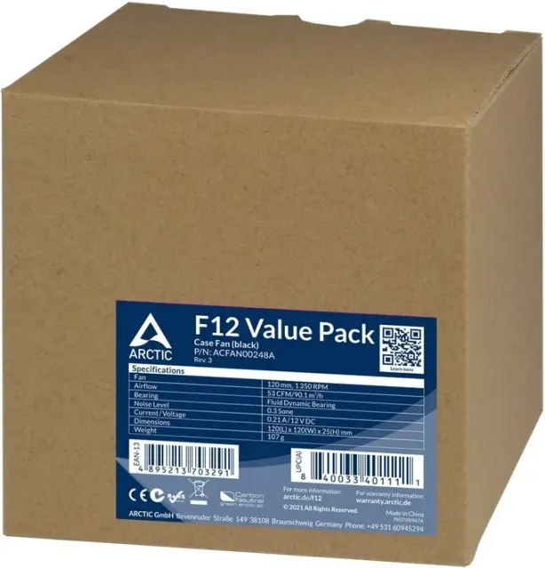 Вентилятор для корпуса Arctic Cooling F12 Value pack Black ACFAN00248A купить! 