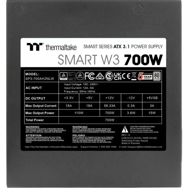 Блок питания Thermaltake 700W SMART W3 700 (PS-SPW-0700NNFAWE-1) купить! 
