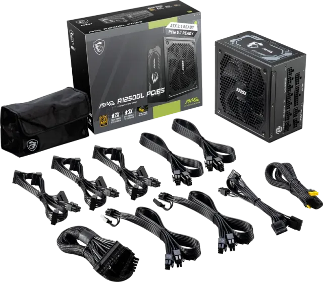 Блок питания MSI 1250W MAG A1250GL (306-7ZP9A11-CE0) 16 Pin (PCIe 5.0 Connector Cable Details) купить! 